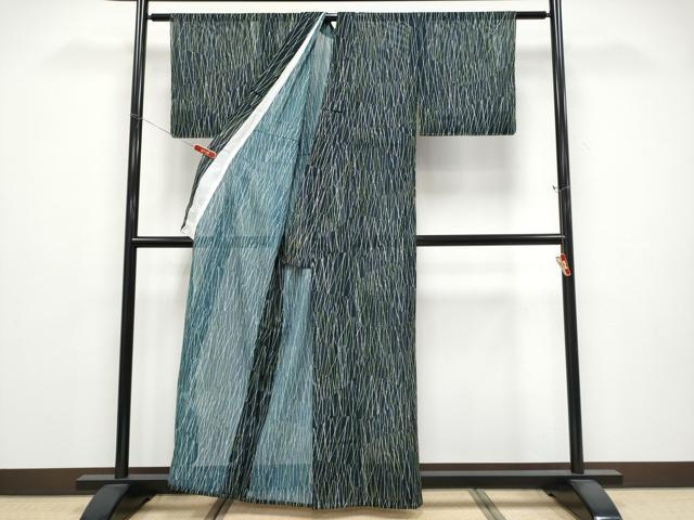 平和屋着物＊夏物　小紋　絽　竹並び　洗える着物　未使用　CABG3315tx