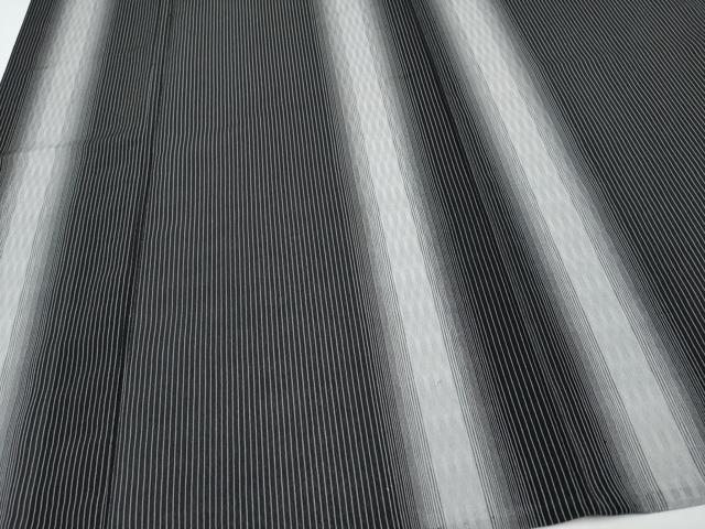 平和屋着物＊夏物　お召　紗　間道　黒地　正絹　逸品　未使用　CABG3322tx