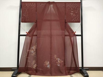 平和屋着物＊夏物　訪問着　絽　短冊草花文　金彩　洗える着物　CABG3323tx