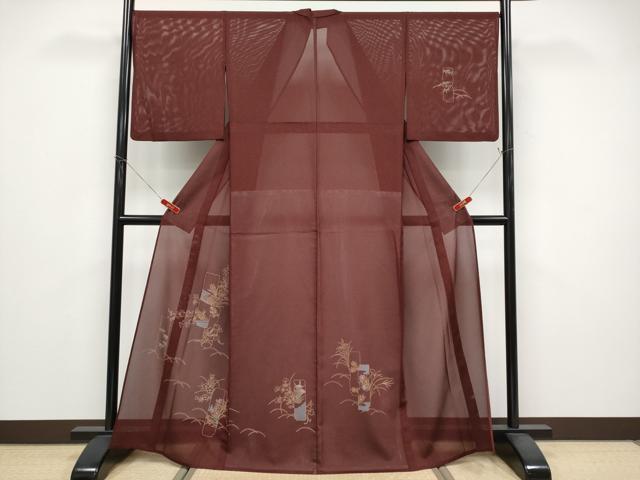 平和屋着物＊夏物　訪問着　絽　短冊草花文　金彩　洗える着物　CABG3323tx