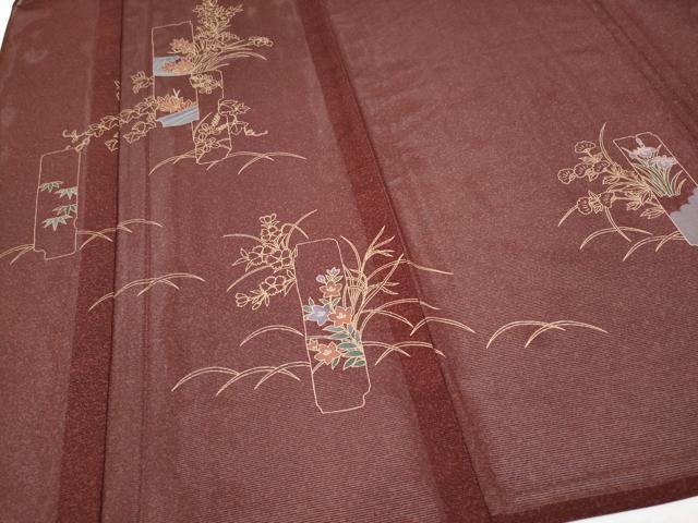 平和屋着物＊夏物　訪問着　絽　短冊草花文　金彩　洗える着物　CABG3323tx