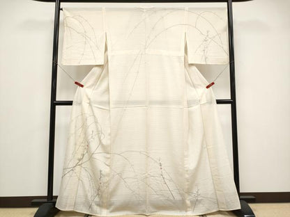 平和屋着物＊夏物　訪問着　変わり絽　枝花文　銀彩　正絹　逸品　CABG3324tx