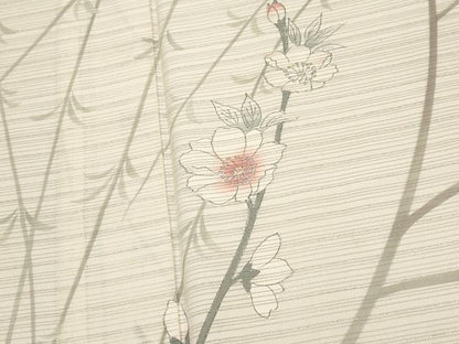 平和屋着物＊夏物　訪問着　変わり絽　枝花文　銀彩　正絹　逸品　CABG3324tx