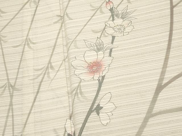 平和屋着物＊夏物　訪問着　変わり絽　枝花文　銀彩　正絹　逸品　CABG3324tx