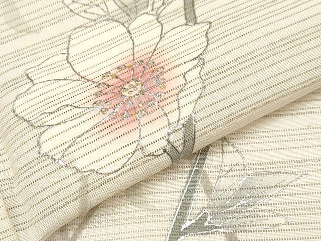 平和屋着物＊夏物　訪問着　変わり絽　枝花文　銀彩　正絹　逸品　CABG3324tx