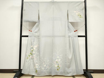 平和屋着物＊夏物　訪問着　絽　手描き　草花文　正絹　逸品　CABG3325tx