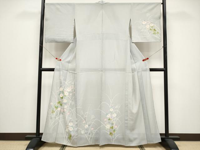 平和屋着物＊夏物　訪問着　絽　手描き　草花文　正絹　逸品　CABG3325tx