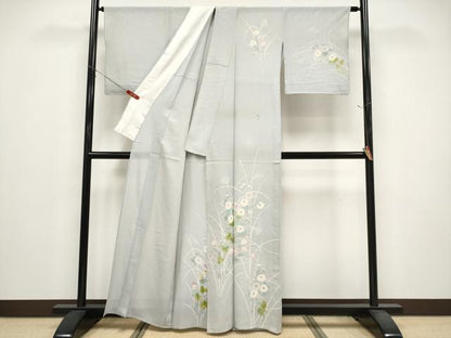 平和屋着物＊夏物　訪問着　絽　手描き　草花文　正絹　逸品　CABG3325tx