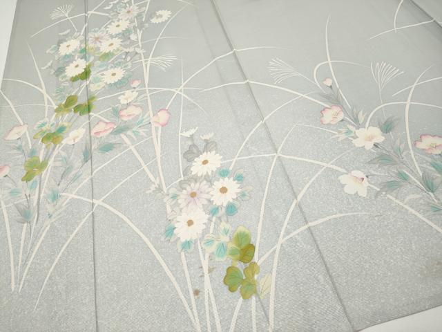 平和屋着物＊夏物　訪問着　絽　手描き　草花文　正絹　逸品　CABG3325tx
