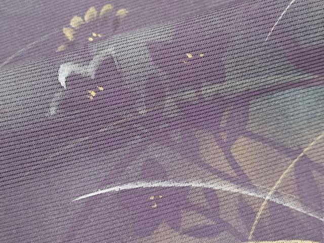 平和屋着物＊夏物　訪問着　絽　手描き　藤花房　秋草　暈し染め　金彩　正絹　逸品　CABG3326tx