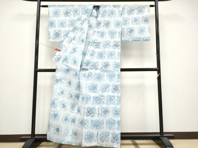 平和屋着物＊夏物　小紋　紗　舞花文　CABG3332tx