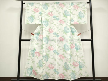 平和屋着物＊夏物　小紋　紗　更紗唐草文　CABG3334tx