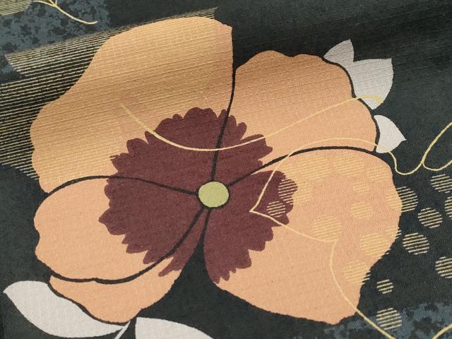 平和屋着物＊夏物　小紋　紅梅　舞花文　洗える着物　CABG3335tx