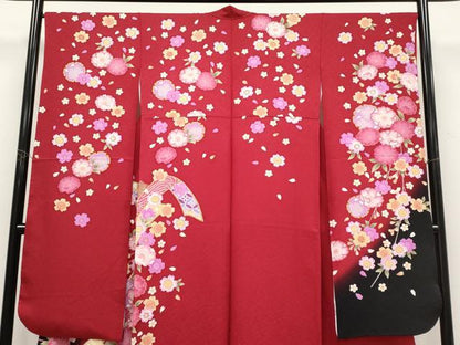 平和屋着物●豪華振袖　駒刺繍　束ね熨斗雪輪花文　暈し染め　金彩　正絹　逸品　CABG3336tx