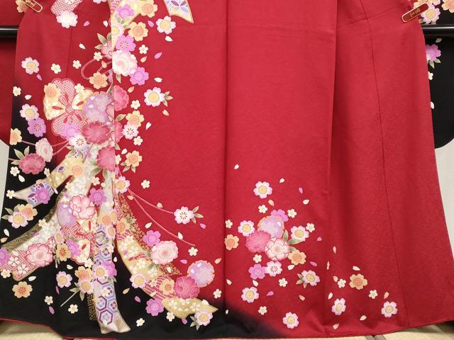 平和屋着物●豪華振袖　駒刺繍　束ね熨斗雪輪花文　暈し染め　金彩　正絹　逸品　CABG3336tx