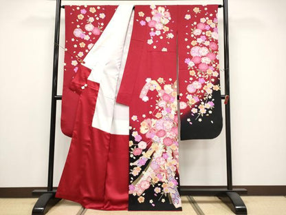 平和屋着物●豪華振袖　駒刺繍　束ね熨斗雪輪花文　暈し染め　金彩　正絹　逸品　CABG3336tx