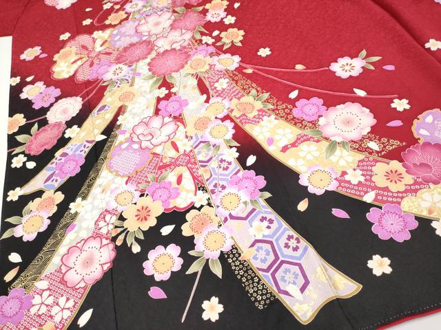 平和屋着物●豪華振袖　駒刺繍　束ね熨斗雪輪花文　暈し染め　金彩　正絹　逸品　CABG3336tx