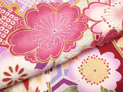 平和屋着物●豪華振袖　駒刺繍　束ね熨斗雪輪花文　暈し染め　金彩　正絹　逸品　CABG3336tx