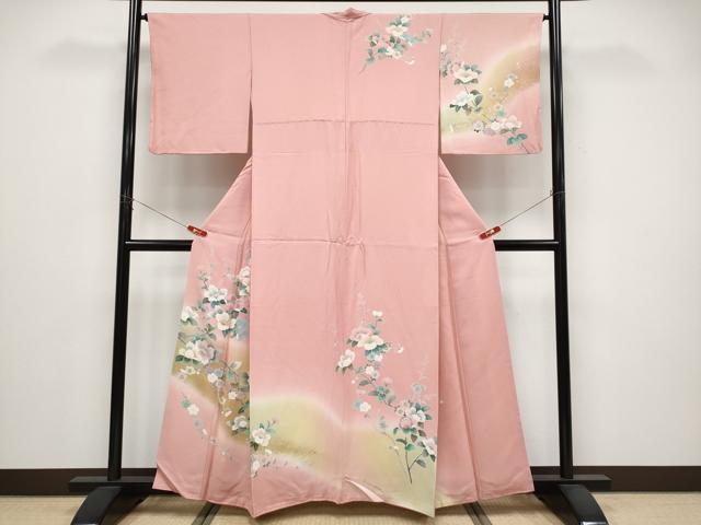 平和屋着物●訪問着　枝花文　暈し染め　金彩　正絹　逸品　CABG3341tx