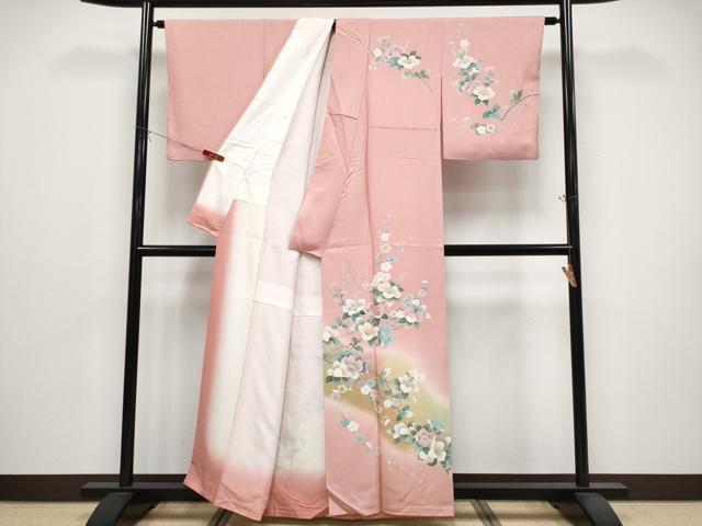 平和屋着物●訪問着　枝花文　暈し染め　金彩　正絹　逸品　CABG3341tx
