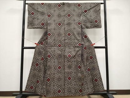 平和屋着物●本場大島紬　龍郷絣　花菱文　正絹　逸品　CABG3343tx