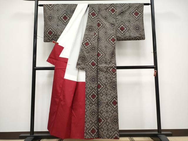 平和屋着物●本場大島紬　龍郷絣　花菱文　正絹　逸品　CABG3343tx