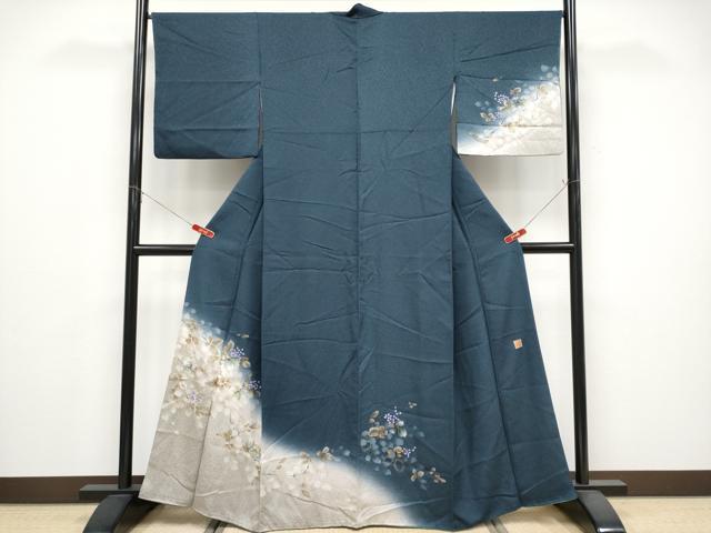 平和屋着物●和紙染染色作家・植村彩弘　訪問着　枝花文　暈し染め　金彩　やまと誂製　正絹　逸品　CABG3345tx