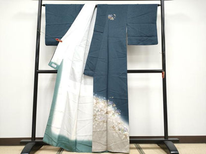 平和屋着物●和紙染染色作家・植村彩弘　訪問着　枝花文　暈し染め　金彩　やまと誂製　正絹　逸品　CABG3345tx