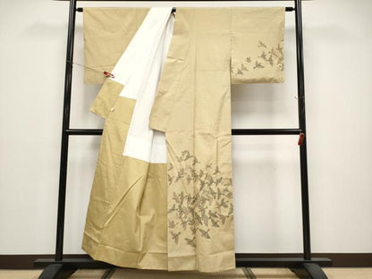 平和屋着物●訪問着　紬地　群鳥　正絹　逸品　CABG3347tx