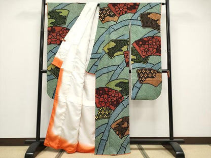 平和屋着物●豪華振袖　総絞り　地紙吉祥花文　正絹　逸品　CABG3351tx
