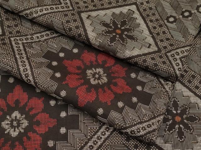 平和屋着物●本場大島紬　龍郷絣　花菱文　正絹　逸品　CABG3352tx