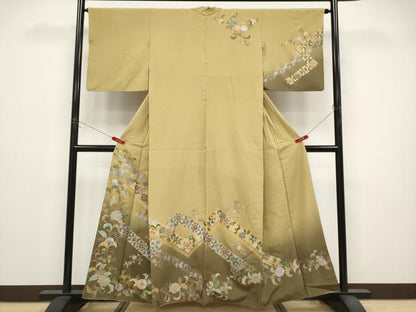 平和屋着物●訪問着　花唐草文　暈し染め　金彩　正絹　逸品　CABG3353tx