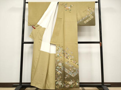 平和屋着物●訪問着　花唐草文　暈し染め　金彩　正絹　逸品　CABG3353tx