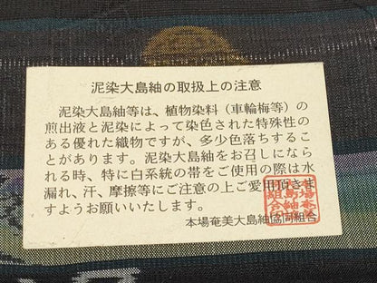 平和屋着物●本場大島紬　9マルキ　泥染め　夢おり　星絣　平トシノ作　証紙付き　正絹　逸品　未使用　CABG3355tx