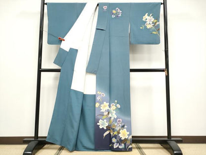 平和屋着物●巨匠　前田華清　手描き　訪問着　草花文　暈し染め　正絹　逸品　CABG3356tx