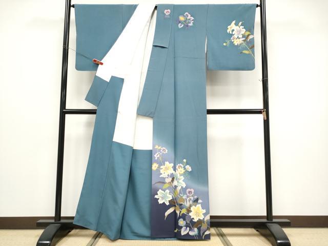 平和屋着物●巨匠　前田華清　手描き　訪問着　草花文　暈し染め　正絹　逸品　CABG3356tx
