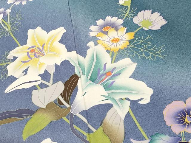 平和屋着物●巨匠　前田華清　手描き　訪問着　草花文　暈し染め　正絹　逸品　CABG3356tx