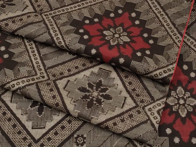 平和屋着物●本場大島紬　龍郷絣　花菱文　正絹　逸品　CABG3359tx