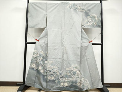 平和屋着物●訪問着　本場染大島紬　辻が花　絞り　金彩　正絹　逸品　CABG3363tx