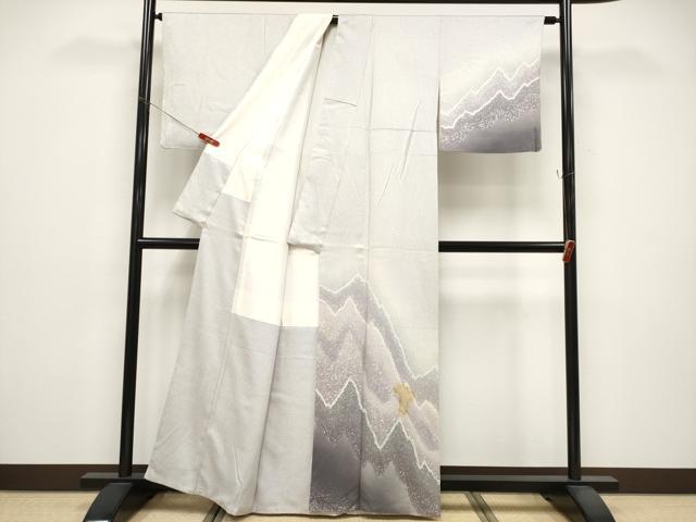 平和屋着物●越後十日町の一流染匠　桐屋・翠山工房　訪問着　杢目絞り　遠山文　正絹　逸品　CABG3368tx
