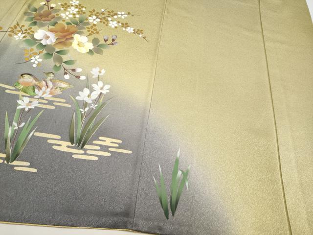 平和屋着物●訪問着　花鳥文　暈し染め　金銀彩　正絹　逸品　CABG3369tx