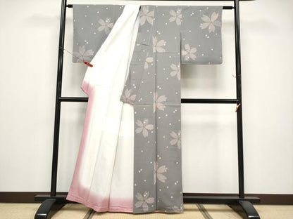 平和屋着物●上質な小紋　舞桜文　正絹　逸品　未使用　CABG3372tx