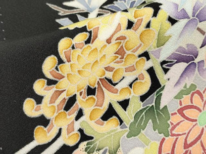 平和屋着物●本加賀友禅作家　染元千紅代表　寺西一紘　黒留袖　流水花舟文　正絹　逸品　CABG3373tx