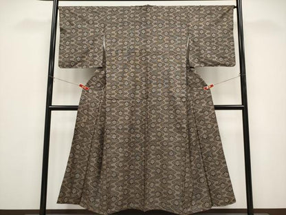 平和屋着物●本場大島紬　割込み絣　菊　正絹　逸品　CABG3375tx
