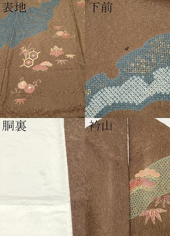 平和屋着物●中国三大刺繍　スワトウ刺繍　訪問着　絞り　雪輪鳳凰花文　金彩　正絹　逸品　CABG3382tx