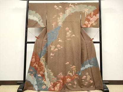 平和屋着物●中国三大刺繍　スワトウ刺繍　訪問着　絞り　雪輪鳳凰花文　金彩　正絹　逸品　CABG3382tx