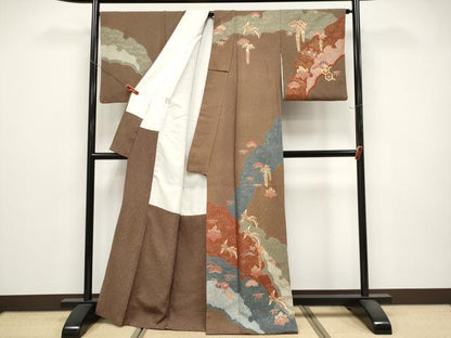 平和屋着物●中国三大刺繍　スワトウ刺繍　訪問着　絞り　雪輪鳳凰花文　金彩　正絹　逸品　CABG3382tx