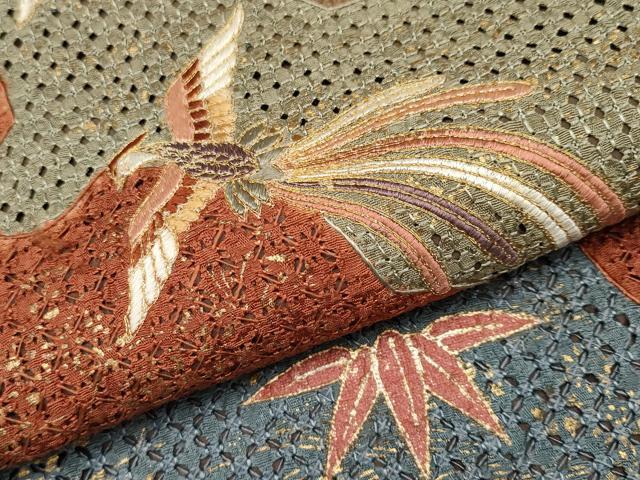 平和屋着物●中国三大刺繍　スワトウ刺繍　訪問着　絞り　雪輪鳳凰花文　金彩　正絹　逸品　CABG3382tx