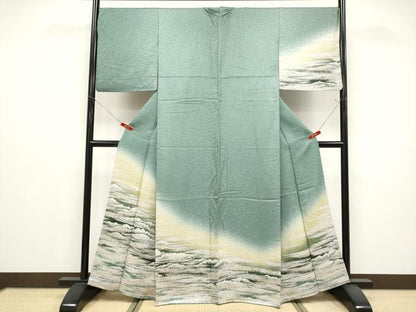 平和屋着物●訪問着　霞文　暈し染め　正絹　逸品　CABG3383tx