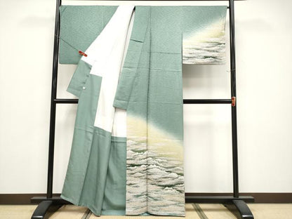 平和屋着物●訪問着　霞文　暈し染め　正絹　逸品　CABG3383tx